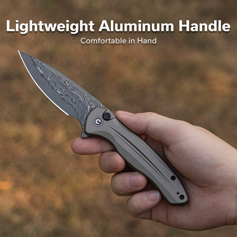 CIVIVI Button Lock Kitefin Flipper Knife Aluminum Handle (3.22
