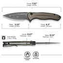 CIVIVI Button Lock Kitefin Flipper Knife Aluminum Handle (3.22" Damascus Blade) C24091 - DS1 - CIVIVI