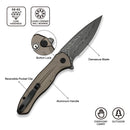 CIVIVI Button Lock Kitefin Flipper Knife Aluminum Handle (3.22" Damascus Blade) C24091 - DS1 - CIVIVI
