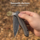 CIVIVI Button Lock Kitefin Flipper Knife Aluminum Handle (3.22" Damascus Blade) C24091 - DS1 - CIVIVI