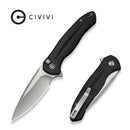 CIVIVI Button Lock Kitefin Flipper Knife Black Aluminum Handle (3.22" Satin Finished 14C28N Blade) C24091 - 1 - CIVIVI