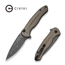 CIVIVI Button Lock Kitefin Flipper Knife Brownish Gray Aluminum Handle (3.22" Damascus Blade) C24091 - DS1 - CIVIVI