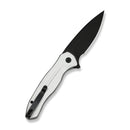 CIVIVI Button Lock Kitefin Flipper Knife Silver Aluminum Handle (3.22" Black Stonewashed 14C28N Blade) C24091 - 2 - CIVIVI
