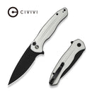 CIVIVI Button Lock Kitefin Flipper Knife Silver Aluminum Handle (3.22" Black Stonewashed 14C28N Blade) C24091 - 2 - CIVIVI
