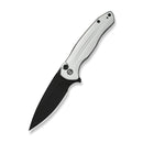 CIVIVI Button Lock Kitefin Flipper Knife Silver Aluminum Handle (3.22" Black Stonewashed 14C28N Blade) C24091 - 2 - CIVIVI