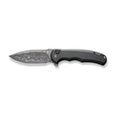 CIVIVI Button Lock Praxis Flipper Knife Aluminum Handle (3.75" Damascus Blade) C18026E - DS1 - CIVIVI