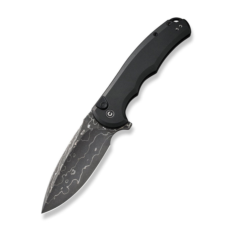 CIVIVI Button Lock Praxis Flipper Knife Aluminum Handle Damascus