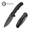 CIVIVI Button Lock Praxis Flipper Knife Aluminum Handle (3.75" Damascus Blade) C18026E - DS1 - CIVIVI
