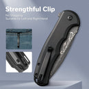 CIVIVI Button Lock Praxis Flipper Knife Aluminum Handle (3.75" Damascus Blade) C18026E - DS1 - CIVIVI