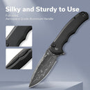 CIVIVI Button Lock Praxis Flipper Knife Aluminum Handle (3.75" Damascus Blade) C18026E - DS1 - CIVIVI