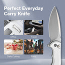 CIVIVI Button Lock Praxis Flipper Knife Aluminum Handle (3.75" Nitro - V Blade) C18026E - 2 - CIVIVI
