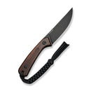 CIVIVI Carveth Fixed Blade Knife Iron Wood Handle (3.59" Black Stonewashed AEB - L Blade) C25040 Sample2, With 1PC Black Lanyard, Black Kydex Sheath & T - Clip