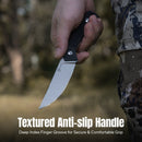 CIVIVI Carveth Hunting Fixed Blade Knife Black G10 Handle (3.59" Stonewashed AEB-L Blade) C25040-1, With 1PC Black Lanyard, Black Kydex Sheath & T-Clip - CIVIVI