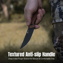 CIVIVI Carveth Hunting Fixed Blade Knife Guibourtia Wood Handle (3.59" Black Stonewashed AEB-L Blade) C25040-3, With 1PC Black Lanyard, Black Kydex Sheath & T-Clip - CIVIVI