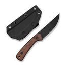 CIVIVI Carveth Hunting Fixed Blade Knife Guibourtia Wood Handle (3.59" Black Stonewashed AEB-L Blade) C25040-3, With 1PC Black Lanyard, Black Kydex Sheath & T-Clip - CIVIVI