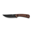 CIVIVI Carveth Hunting Fixed Blade Knife Guibourtia Wood Handle (3.59" Black Stonewashed AEB-L Blade) C25040-3, With 1PC Black Lanyard, Black Kydex Sheath & T-Clip - CIVIVI