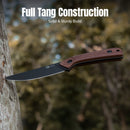 CIVIVI Carveth Hunting Fixed Blade Knife Guibourtia Wood Handle (3.59" Black Stonewashed AEB-L Blade) C25040-3, With 1PC Black Lanyard, Black Kydex Sheath & T-Clip - CIVIVI