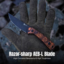 CIVIVI Carveth Hunting Fixed Blade Knife Orange & Black G10 Handle (3.59" Black Stonewashed AEB-L Blade) C25040-2, With 1PC Black Lanyard, Black Kydex Sheath & T-Clip - CIVIVI