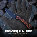 CIVIVI Carveth Hunting Fixed Blade Knife Orange & Black G10 Handle (3.59" Black Stonewashed AEB-L Blade) C25040-2, With 1PC Black Lanyard, Black Kydex Sheath & T-Clip - CIVIVI