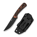 CIVIVI Carveth Hunting Fixed Blade Knife Orange & Black G10 Handle (3.59" Black Stonewashed AEB-L Blade) C25040-2, With 1PC Black Lanyard, Black Kydex Sheath & T-Clip - CIVIVI