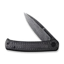 CIVIVI Cetos Flipper Knife Carbon Fiber & Stainless Steel Handle (3.48" Damascus Blade) C21025B - DS1 - CIVIVI