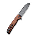 CIVIVI Chevalier Flipper & Button Lock Knife Wood Handle (3.46" Damascus Blade) C20022 - DS1 - CIVIVI