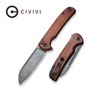 CIVIVI Chevalier Flipper & Button Lock Knife Wood Handle (3.46" Damascus Blade) C20022 - DS1 - CIVIVI