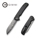 CIVIVI Chevalier II Flipper & Button Lock Knife Aluminum Handle (3.47" Damascus Blade) C20022B - DS1 - CIVIVI