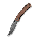 CIVIVI Clingman Front Flipper & Thumb Stud Knife Milled Guibourtia Wood Handle (2.99" Damascus Blade) C23065B - DS1 - CIVIVI