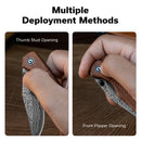 CIVIVI Clingman Front Flipper & Thumb Stud Knife Milled Guibourtia Wood Handle (2.99" Damascus Blade) C23065B-DS1 - CIVIVI