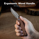 CIVIVI Clingman Front Flipper & Thumb Stud Knife Milled Guibourtia Wood Handle (2.99" Damascus Blade) C23065B-DS1 - CIVIVI