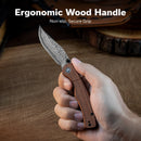CIVIVI Clingman Front Flipper & Thumb Stud Knife Milled Guibourtia Wood Handle (2.99" Damascus Blade) C23065B-DS1 - CIVIVI