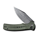 CIVIVI Cogent Flipper & Button Lock Knife Micarta Handle (3.47" Damascus Blade) C20038D - DS1 - CIVIVI