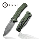 CIVIVI Cogent Flipper & Button Lock Knife Micarta Handle (3.47" Damascus Blade) C20038D - DS1 - CIVIVI