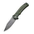 CIVIVI Cogent Flipper & Button Lock Knife Micarta Handle (3.47" Damascus Blade) C20038D - DS1 - CIVIVI