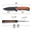 CIVIVI Cogent Flipper & Button Lock Knife Wood Handle (3.47" 14C28N Blade) C20038D - 8 - CIVIVI