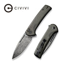 CIVIVI Conspirator Flipper & Button Lock Knife Micarta Handle (3.48" Damascus Blade) C21006 - DS1 - CIVIVI
