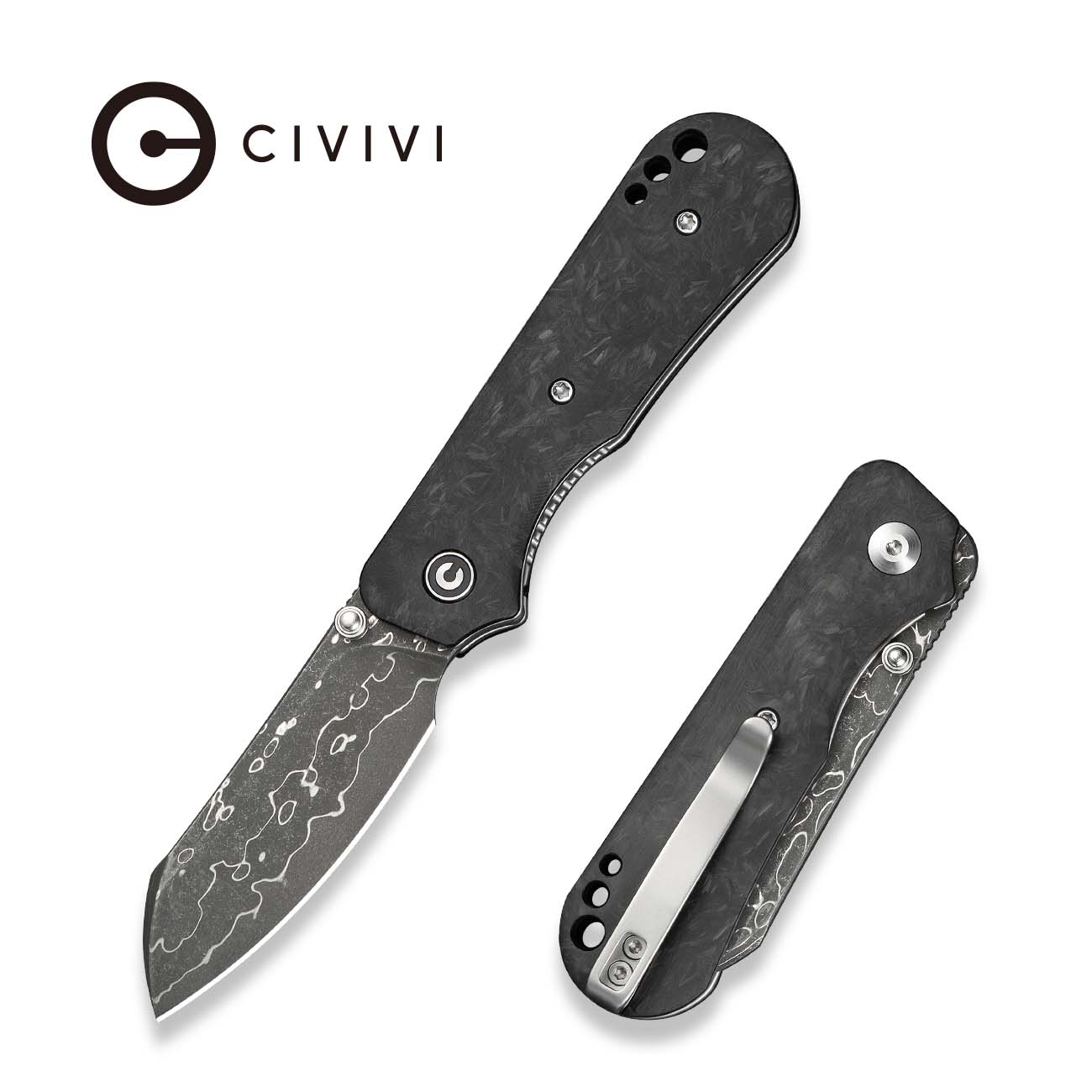 CIVIVI Crabby Thumb Stud Knife Carbon Fiber Handle (2.7