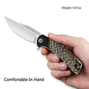 CIVIVI Dogma Flipper & Thumb Hole Knife Brass Handle (3.46" D2 Blade) C2014A - CIVIVI