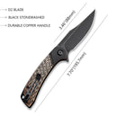 CIVIVI Dogma Flipper & Thumb Hole Knife Copper Handle (3.46" D2 Blade) C2014B - CIVIVI