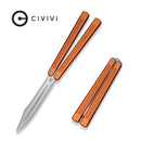 CIVIVI Dracolisk Butterfly Knife Trainer Orange Aluminum Handle (4.57" Satin Finished 9Cr18MoV Dull Blade) C25028 - 2 - CIVIVI