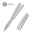 CIVIVI Dracolisk Butterfly Knife Trainer Silver Aluminum Handle (4.57" Stonewashed 9Cr18MoV Dull Blade, Satin Flat) C25028 - 4 - CIVIVI