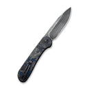 CIVIVI Button Lock Elementum Pocket Knife Carbon Fiber Handle (3.47" Damascus Blade) C2103DS - 1 - CIVIVI