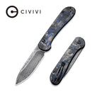 CIVIVI Button Lock Elementum Pocket Knife Carbon Fiber Handle (3.47" Damascus Blade) C2103DS - 1 - CIVIVI