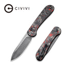 CIVIVI Button Lock Elementum Pocket Knife Carbon Fiber Handle (3.47" Damascus Blade) C2103DS - 2 - CIVIVI