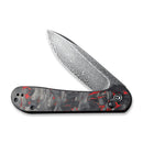 CIVIVI Button Lock Elementum Pocket Knife Carbon Fiber Handle (3.47" Damascus Blade) C2103DS - 2 - CIVIVI
