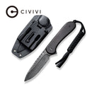 CIVIVI Fixed Blade Elementum Tactical Knife Wood Handle (3.98" Damascus Blade) C2105 - DS1 - CIVIVI