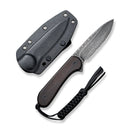 CIVIVI Fixed Blade Elementum Tactical Knife Wood Handle (3.98" Damascus Blade) C2105 - DS1 - CIVIVI