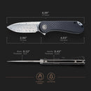 CIVIVI Elementum Flipper Knife Carbon Fiber & G10 Handle (2.96" Damascus Blade) C907DS - CIVIVI