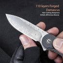 CIVIVI Elementum Flipper Knife Carbon Fiber & G10 Handle (2.96" Damascus Blade) C907DS - CIVIVI